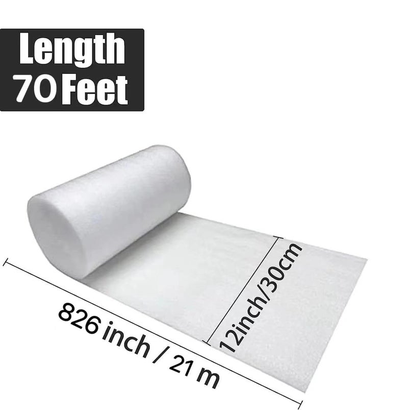PONGHEI 12""x 70' Foam Wrap Rolls for Moving Packing Foam Roll Packing Materials Shipping Packing Moving Supplies  Thick Cushion packaging wraps for Protect Glasses Fragile Items Dishes - Image 2